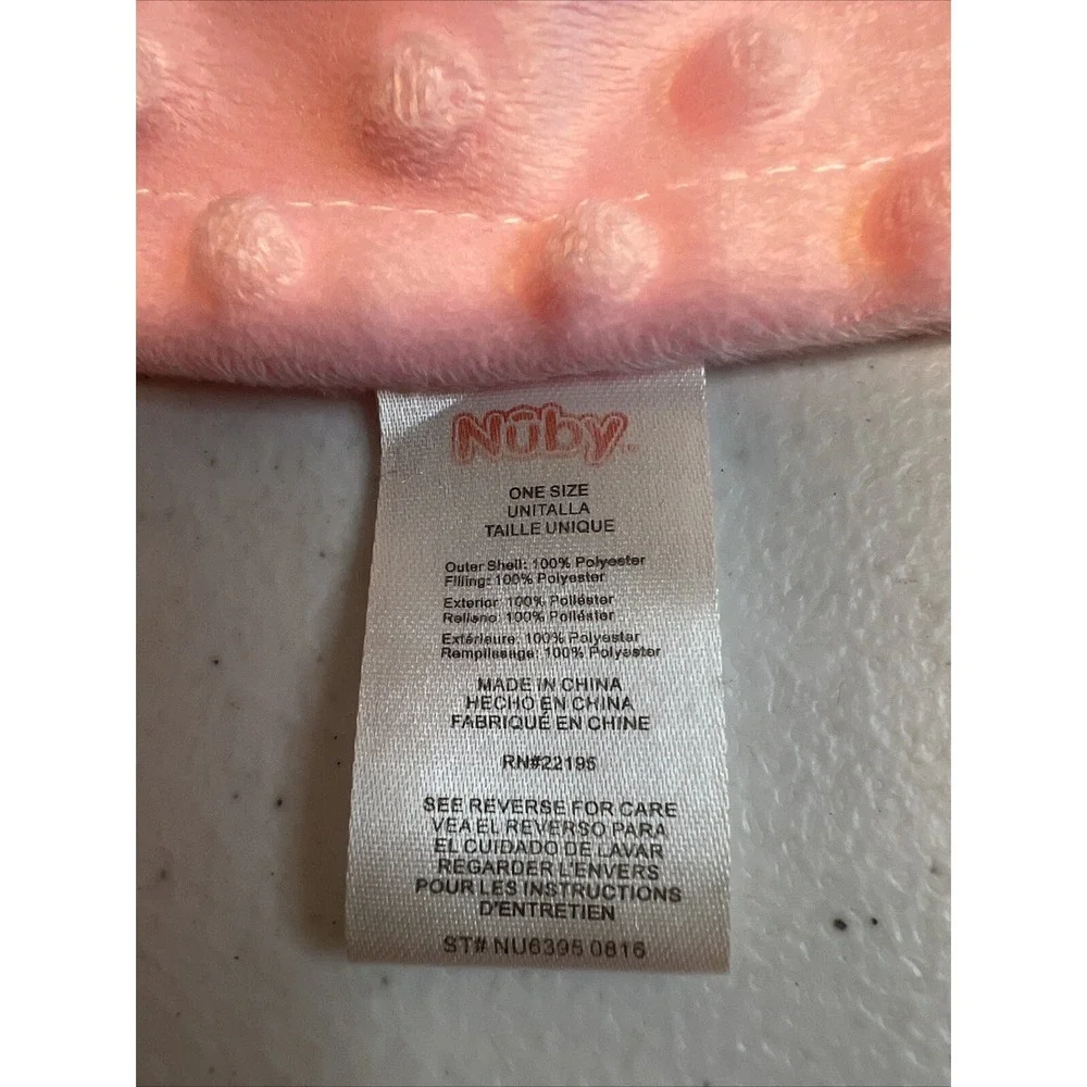 Nuby Elephant Pink Baby Security Blanket Lovey Plush Stuffed Sensory Fabric